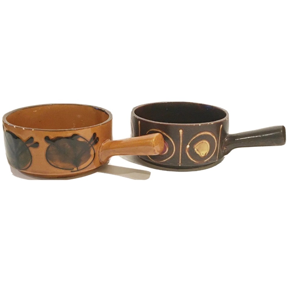 Vintage Stoneware Restaurant Quality French Onion Soup Bowls Made in Japan Set 2